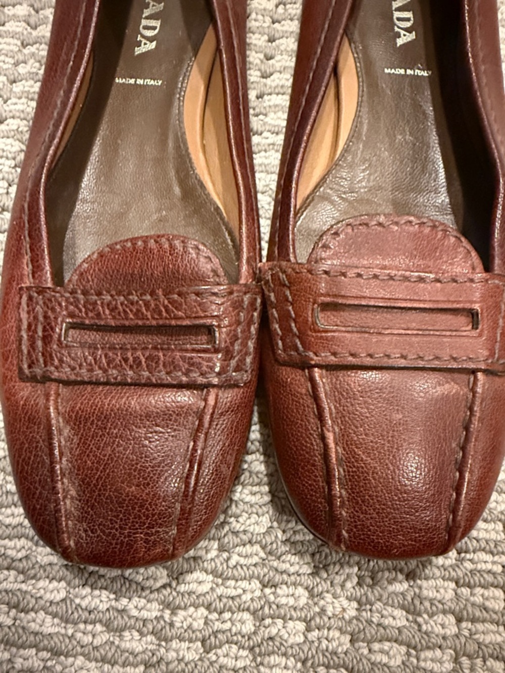 Prada Burgundy Leather Penny Loafers - Picture 12 of 12